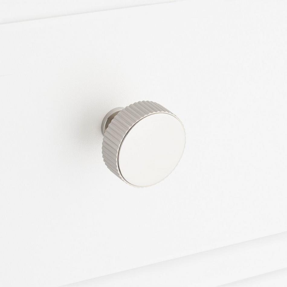 Brixlee Reeded Brass Round Knob - Brushed Nickel/Polished Nickel, , large image number 3