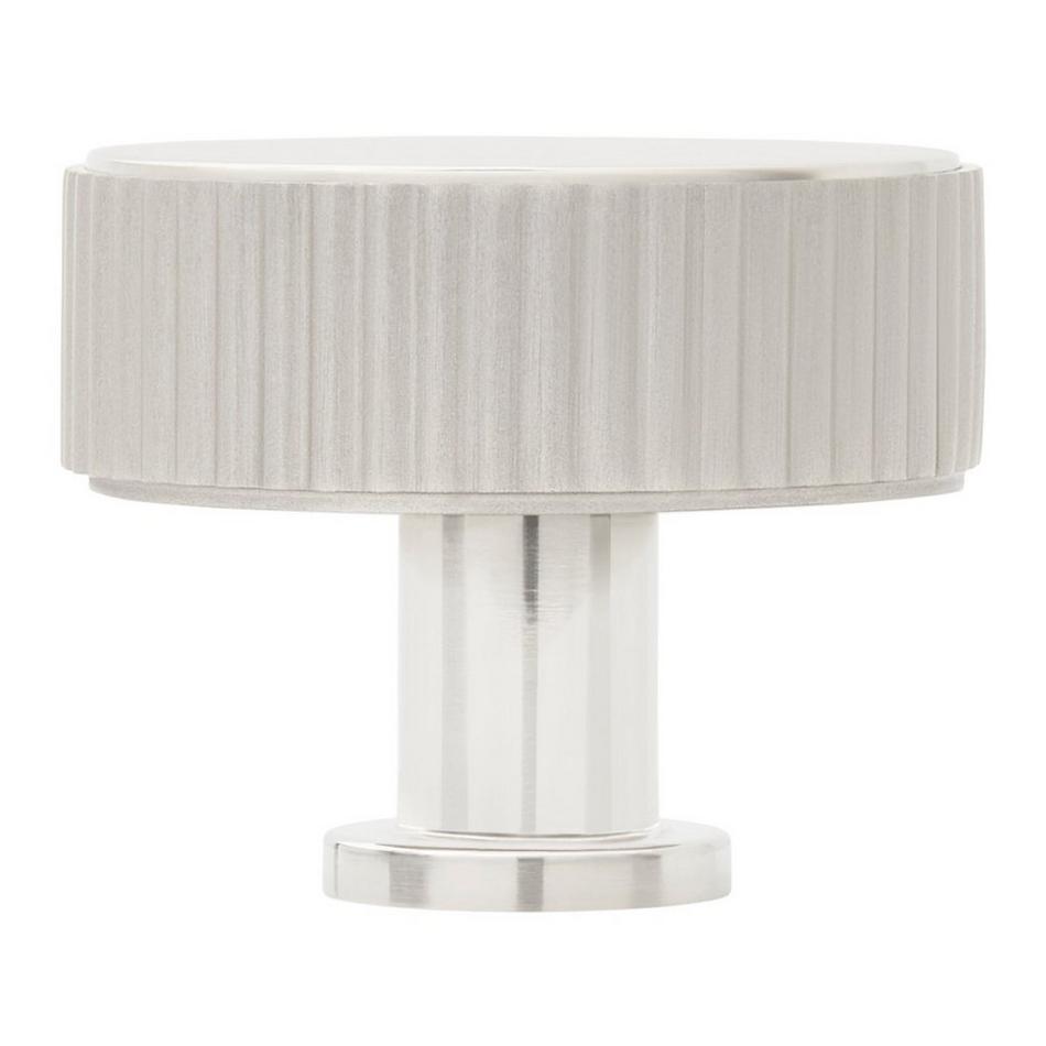 Brixlee Reeded Brass Round Knob - Brushed Nickel/Polished Nickel, , large image number 2