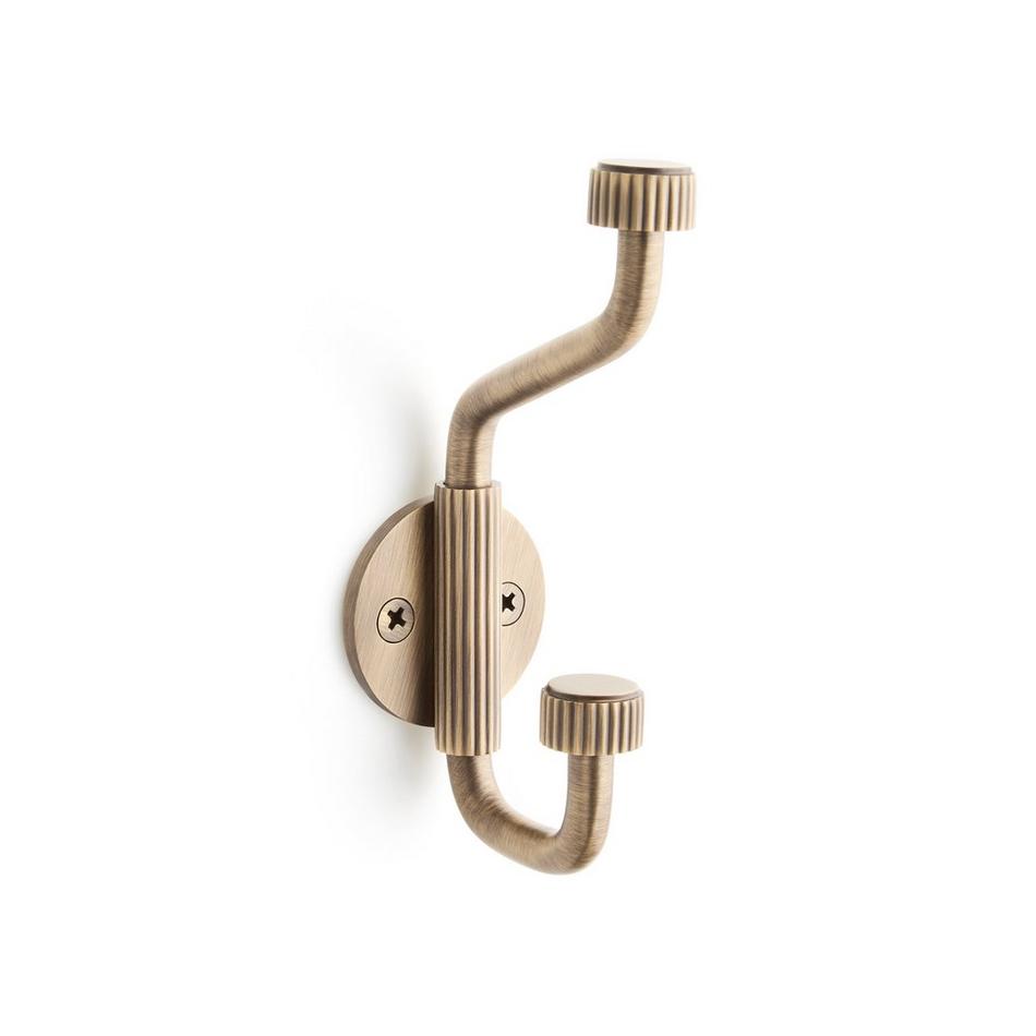 Brixlee Reeded Brass Double Hook, , large image number 3