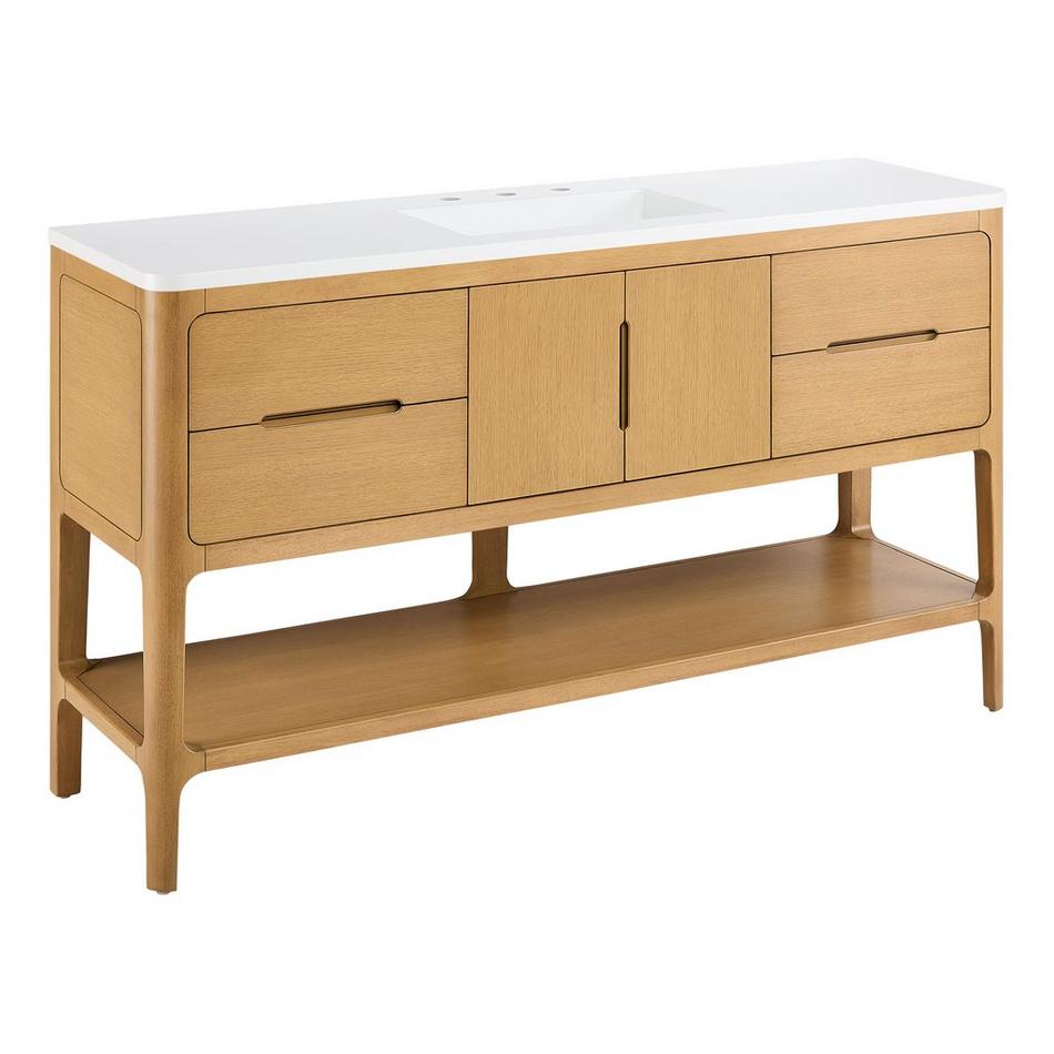 60" Rheya Narrow Console Vanity with Outlet and Sink - Blonde Oak, , large image number 1