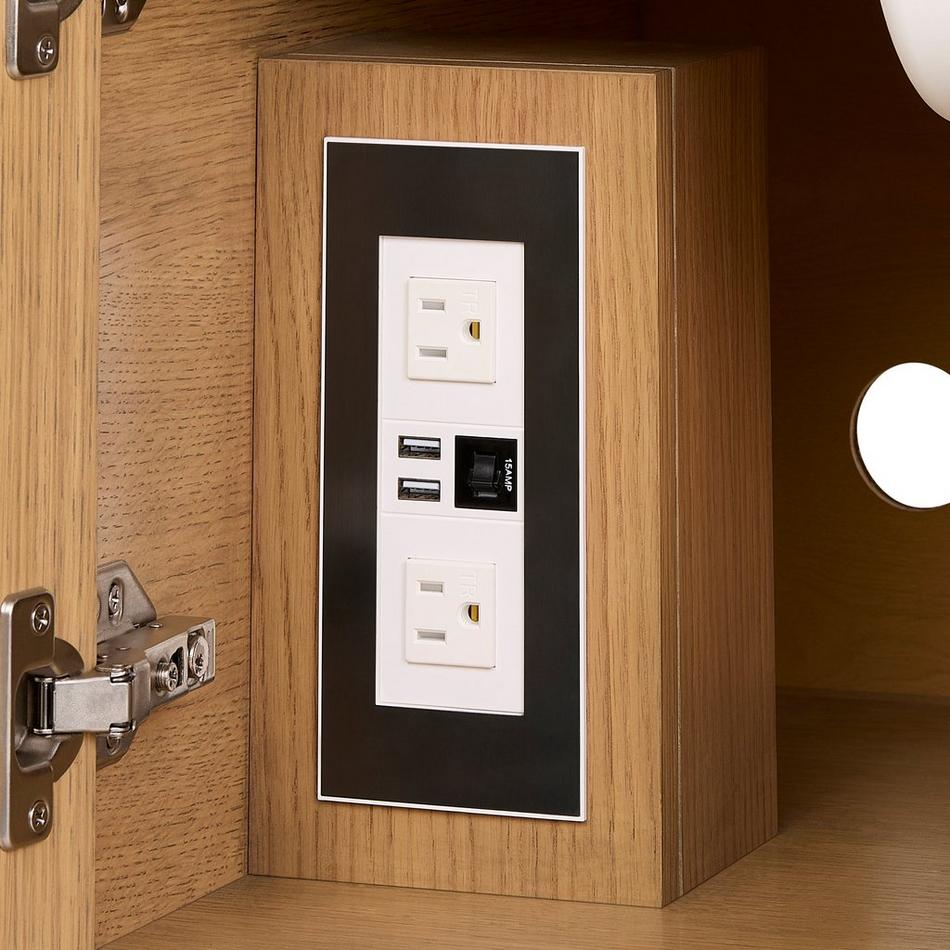 60" Rheya Narrow Console Vanity with Outlet and Sink - Blonde Oak, , large image number 5