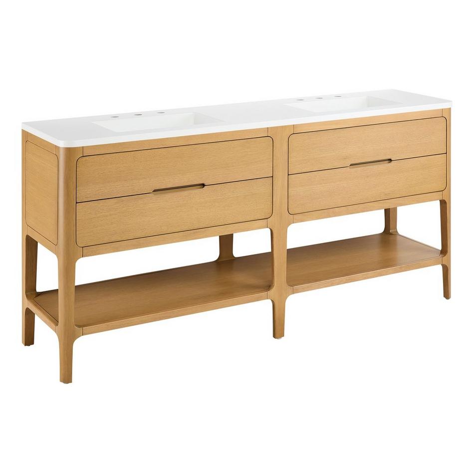 72" Rheya Narrow Console Double Vanity and Sinks - Blonde Oak, , large image number 1