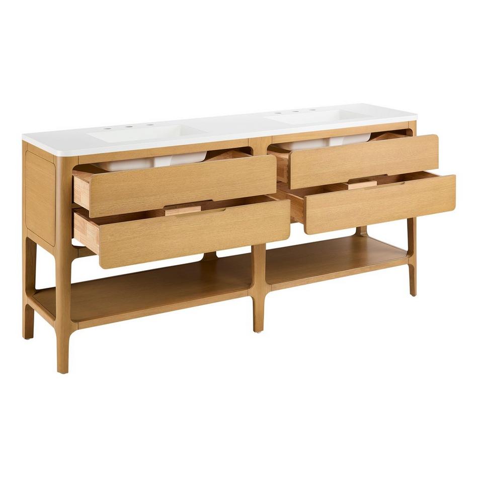 72" Rheya Narrow Console Double Vanity and Sinks - Blonde Oak, , large image number 2