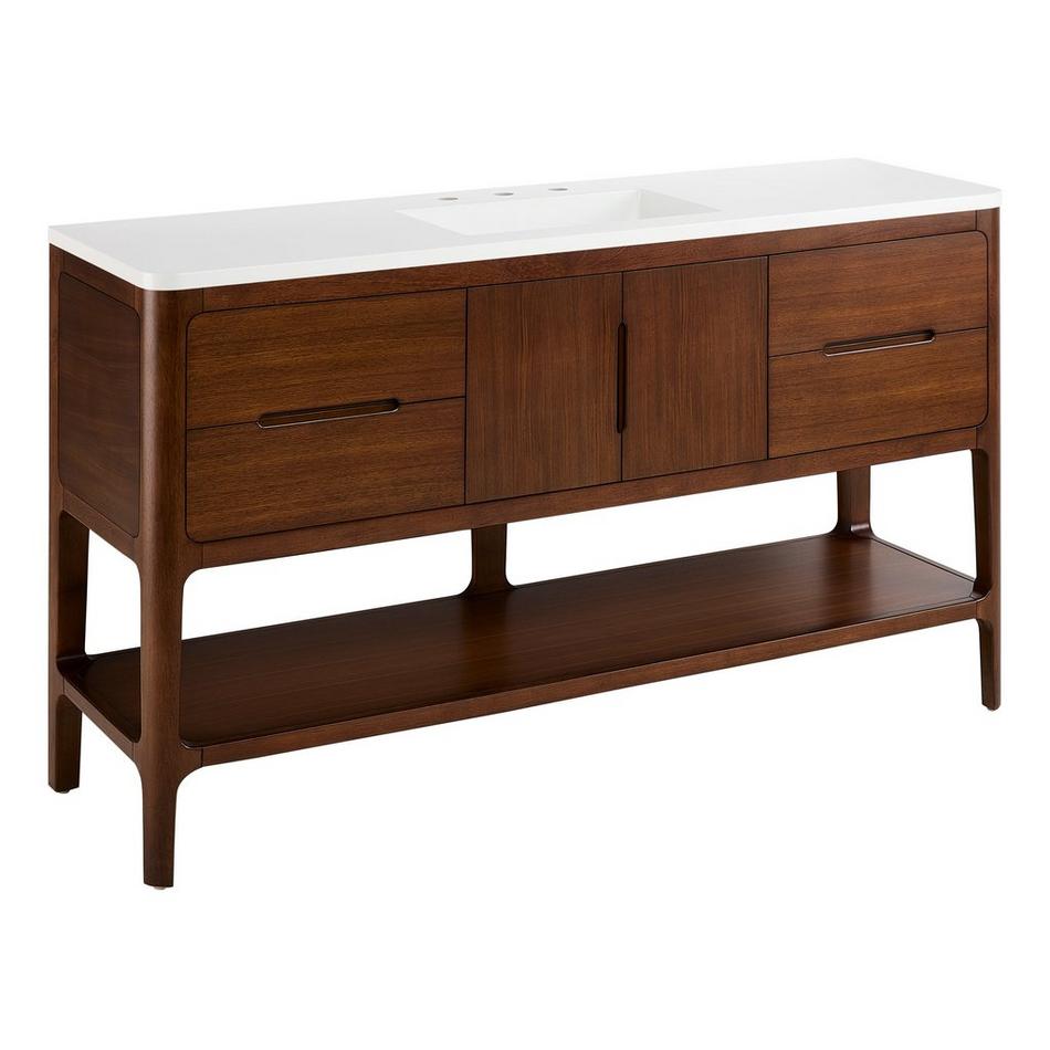 60" Rheya Narrow Console Vanity with Outlet and Sink - Winterland Walnut, , large image number 1