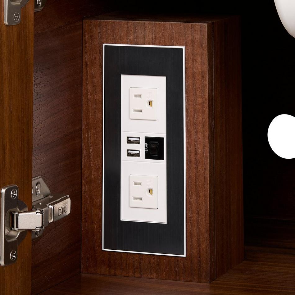 60" Rheya Narrow Console Vanity with Outlet and Sink - Winterland Walnut, , large image number 5