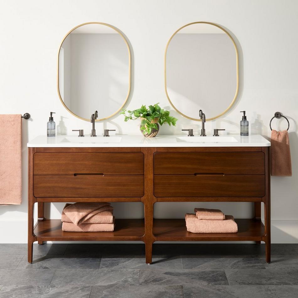 72" Rheya Narrow Console Double Vanity and Sinks - Winterland Walnut, , large image number 0