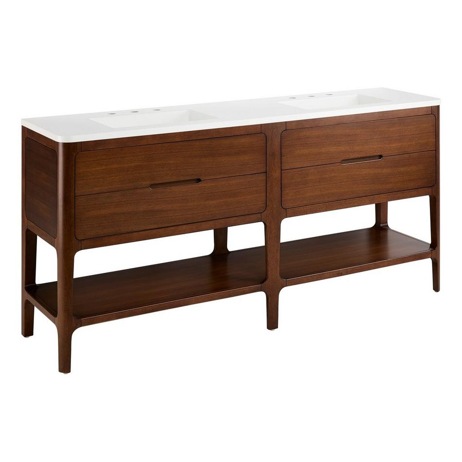 72" Rheya Narrow Console Double Vanity and Sinks - Winterland Walnut, , large image number 1