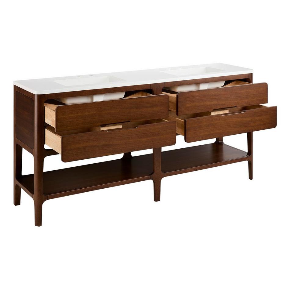 72" Rheya Narrow Console Double Vanity and Sinks - Winterland Walnut, , large image number 2