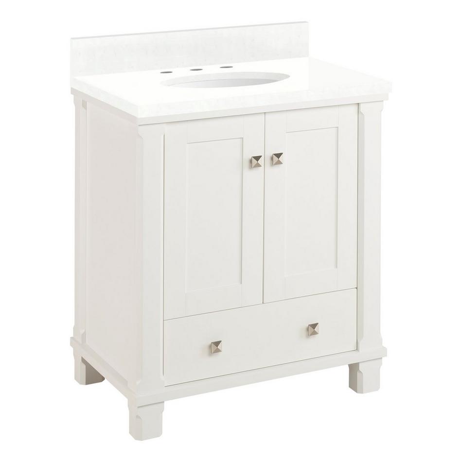 30" Theroux Vanity with Undermount Sink - Outlet - Bright White - FW Quartz - 3 Hole, , large image number 0