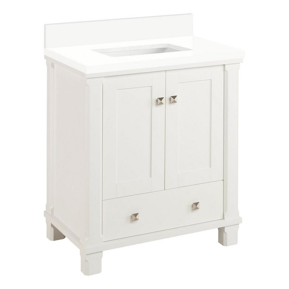 30" Theroux Vanity with Rectangular Undermount Sink - Outlet - Bright White - AW Quartz - No Hole, , large image number 0
