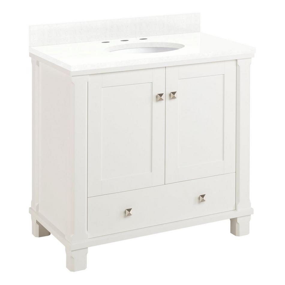 36" Theroux Vanity with Undermount Sink - Outlet - Bright White - FW Quartz - 3 Hole, , large image number 0