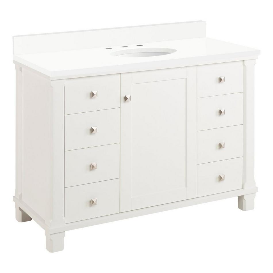 48" Theroux Vanity with Undermount Sink - Outlet - Bright White - AW Quartz - 3 Hole, , large image number 0