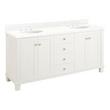 72" Theroux Double Vanity with Undermount Sinks - Outlets - Bright White - FW Quartz - 3 Hole, , large image number 0