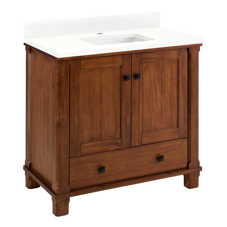 36" Theroux Vanity with Rectangular Undermount Sink - Outlet - Tawny Brown - FW Quartz - 1 Hole, , large image number 0