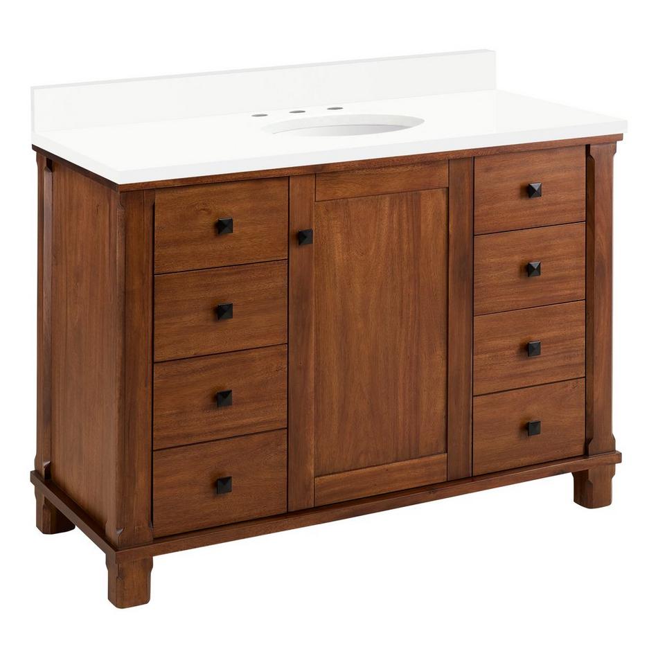 48" Theroux Vanity with Undermount Sink - Outlet - Tawny Brown - AW Quartz - 3 Hole, , large image number 0
