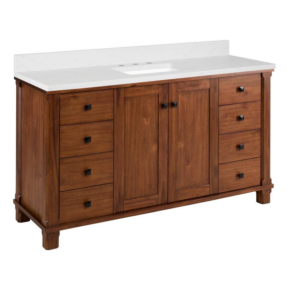60" Theroux Single Vanity with Rect. Undermount Sink - Outlet - Tawny Brown - FW Quartz - 3 Hole, , large image number 0