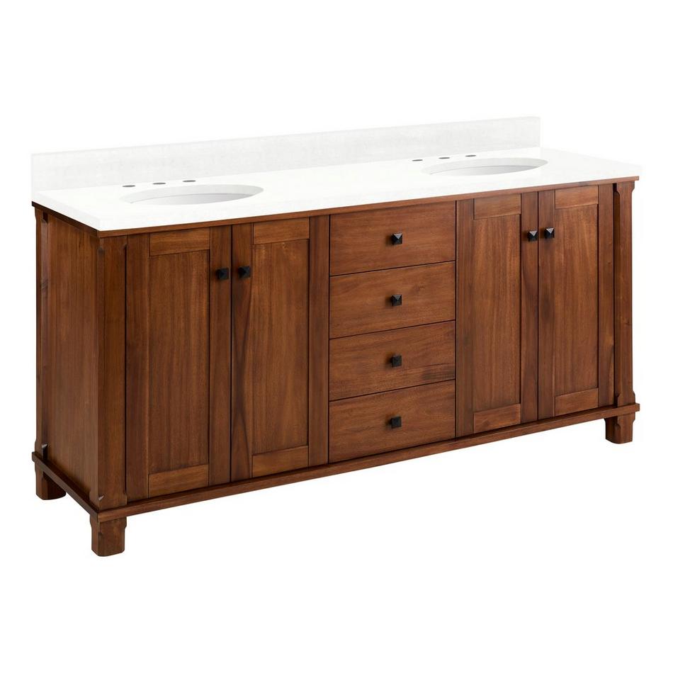 72" Theroux Double Vanity with Undermount Sinks - Outlets - Tawny Brown - FW Quartz - 3 Hole, , large image number 0