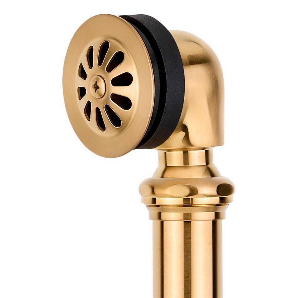 Extended Pop-Up Tub Drain - Swivel Head - Daisy Wheel Overflow - 1-5/16 Thread - Brushed Gold, , large image number 2