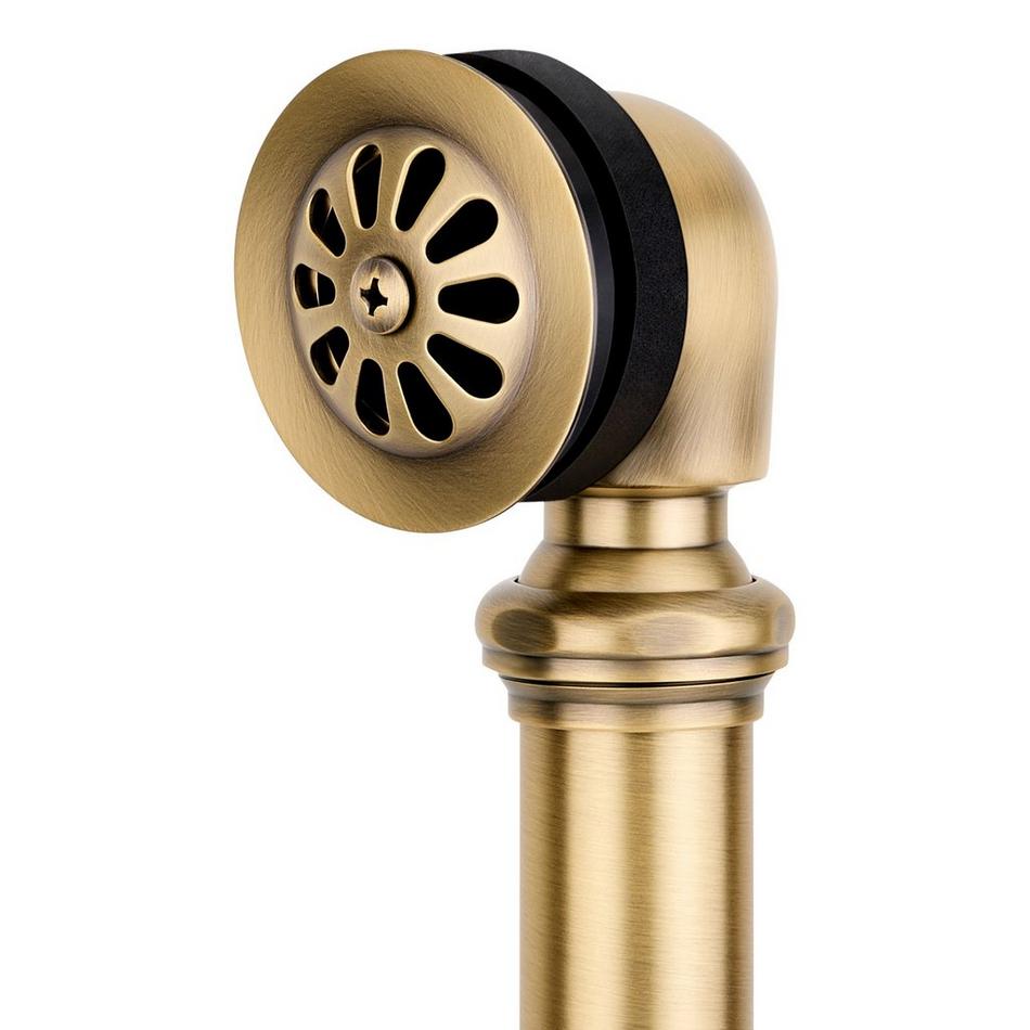 Extended Pop-Up Tub Drain - Swivel Head - Daisy Wheel Overflow - 1-5/16 Thread - Aged Brass, , large image number 2