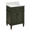24" Elmdale Dark Olive Green Vanity with Undermount Sink - Outlet - Carrara - 3 Hole, , large image number 0