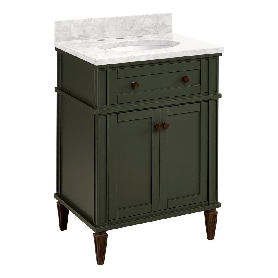 24" Elmdale Dark Olive Green Vanity with Undermount Sink - Outlet - Carrara - 3 Hole, , large image number 0