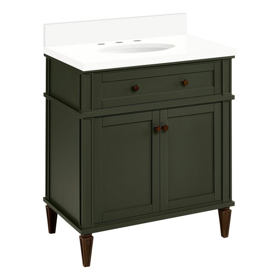 30" Elmdale Dark Olive Green Vanity with Undermount Sink - Outlet - AW Quartz - 3 Hole, , large image number 0