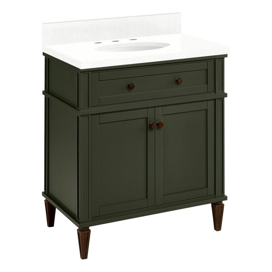 30" Elmdale Dark Olive Green Vanity with Undermount Sink - Outlet - FW Quartz - 3 Hole, , large image number 0