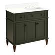 36" Elmdale Dark Olive Green Vanity with Right Offset Undermount Sink - Outlet - AW Quartz - 3 Hole, , large image number 0