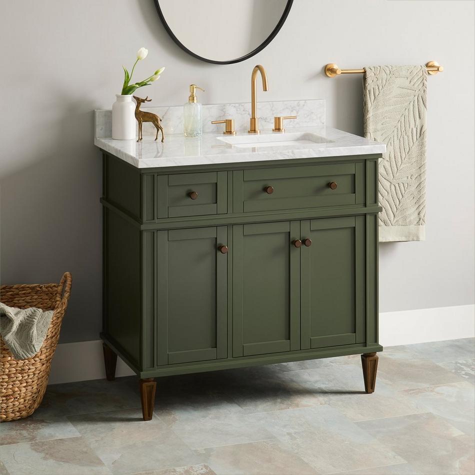 36" Elmdale Dark Olive Green Vanity with Right Offset Undermount Sink - Outlet, , large image number 0