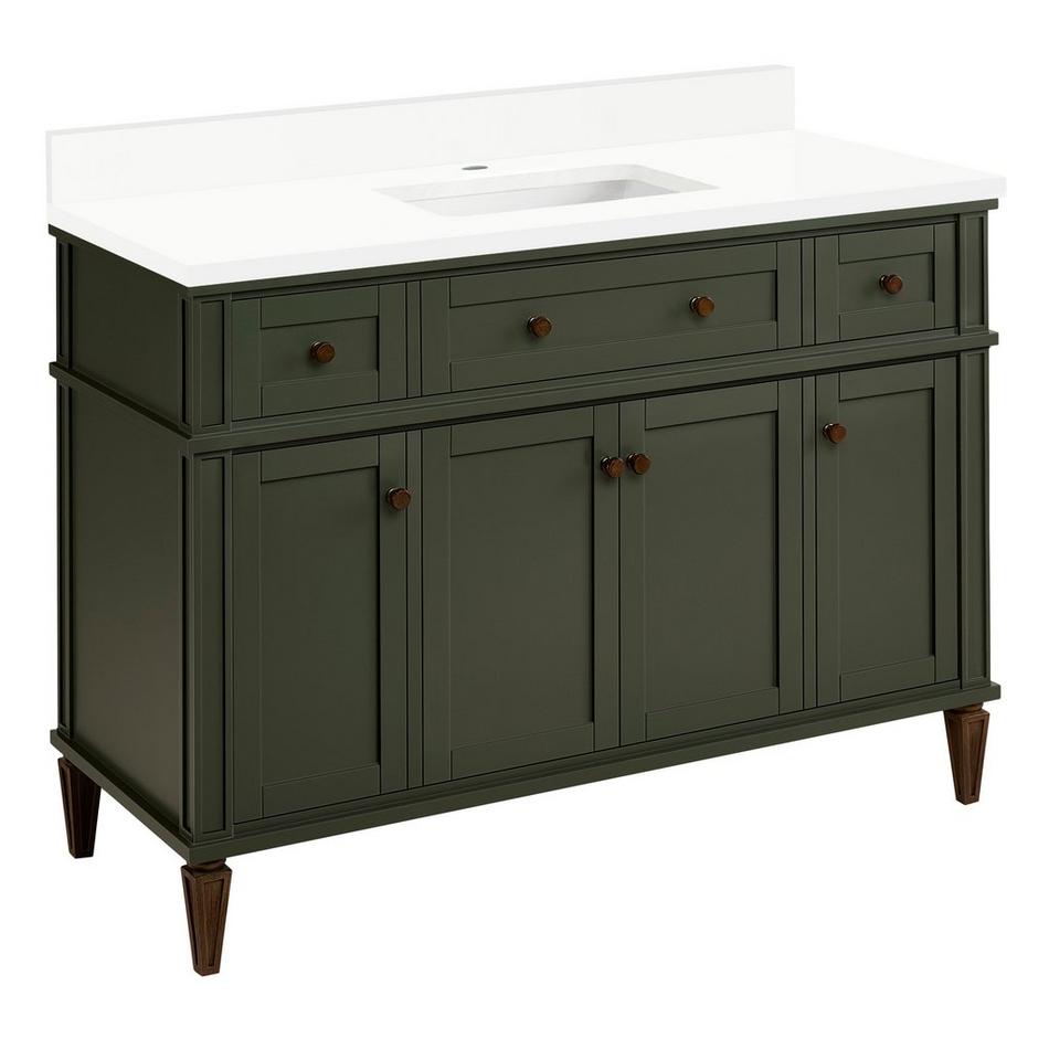 48" Elmdale Dark Olive Green Vanity with Rect. Undermount Sink - Outlet - AW Quartz - 1 Hole, , large image number 0