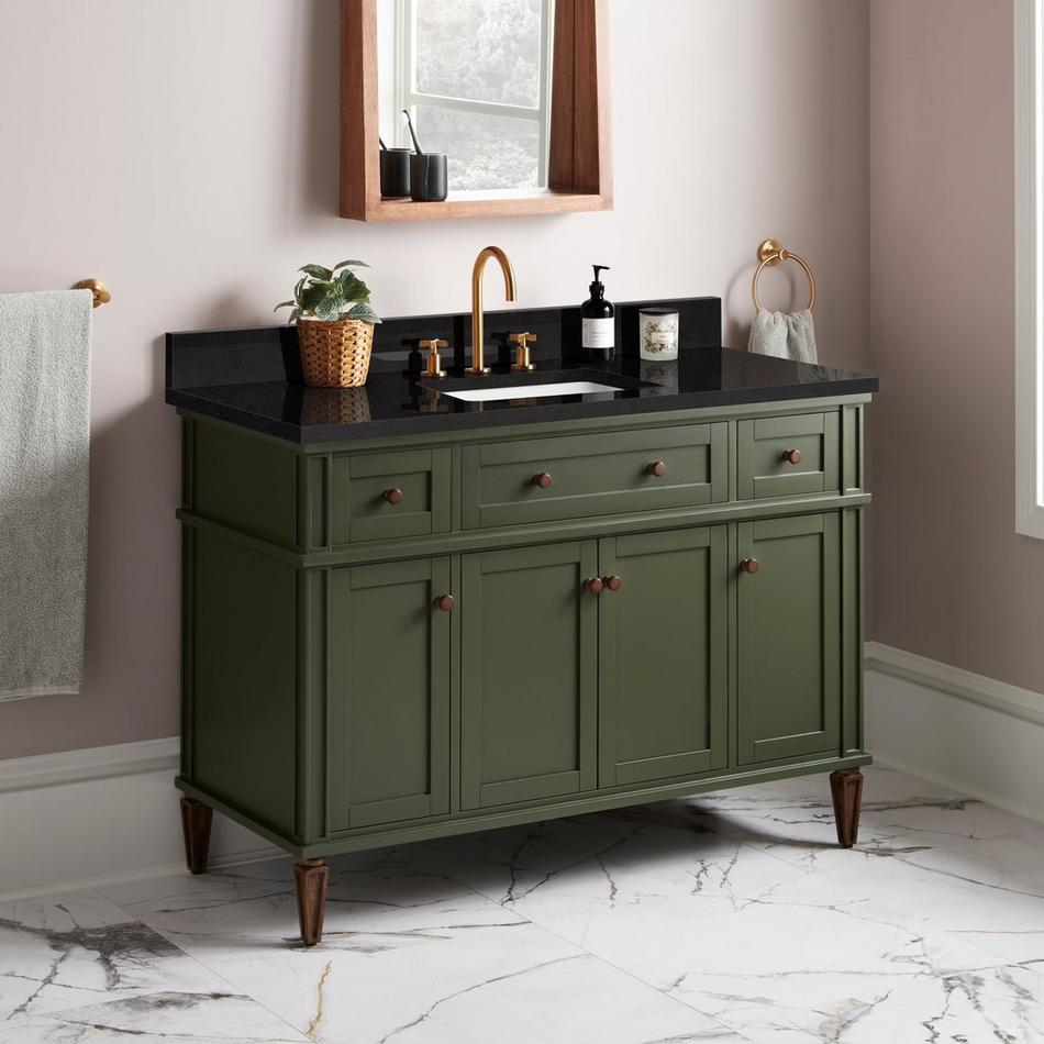 48" Elmdale Dark Olive Green Vanity with Rect. Undermount Sink - Outlet - CB Quartz - 3 Hole, , large image number 0