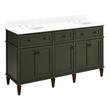 60" Elmdale Dark Olive Green Vanity with Undermount Sinks - Outlets - FW Quartz - 3 Hole, , large image number 0