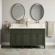 60" Elmdale Dark Olive Green Vanity with Rect. Undermount Sinks - Outlets, , large image number 1