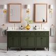 72" Elmdale Dark Olive Green Vanity with Undermount Sinks - Outlets - Carrara - 3 Hole, , large image number 0