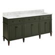 72" Elmdale Dark Olive Green Vanity with Rect. Undermount Sinks - Outlets - Carrara - No Hole, , large image number 0