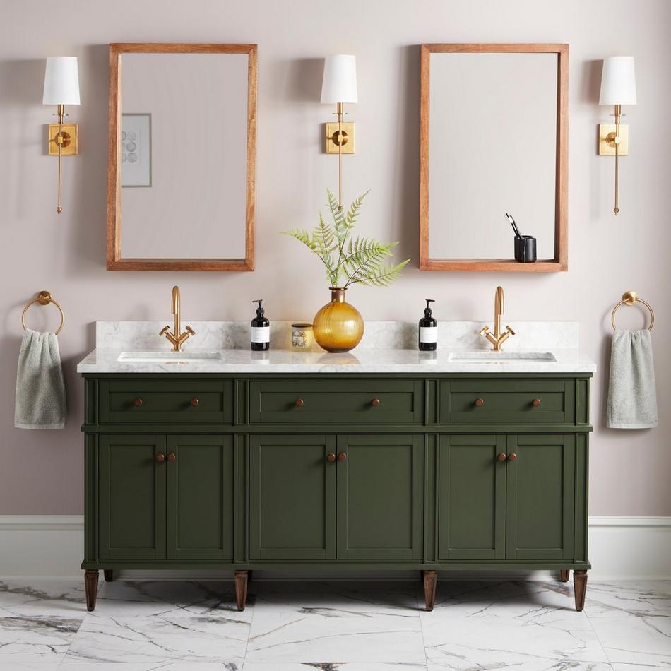 72" Elmdale Dark Olive Green Vanity with Rect. Undermount Sinks - Outlets, , large image number 2