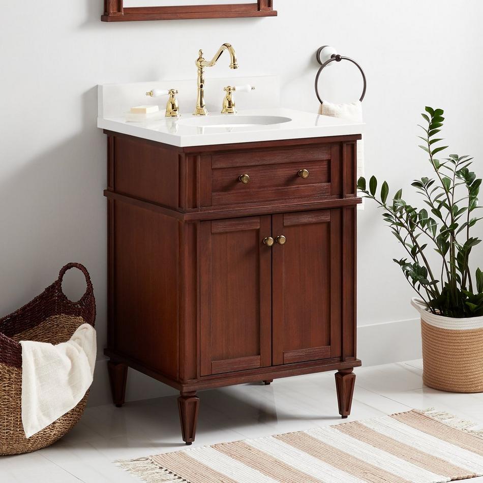 24" Elmdale Antique Brown Vanity with Undermount Sink - Outlet - AW Quartz - 3 Hole, , large image number 0