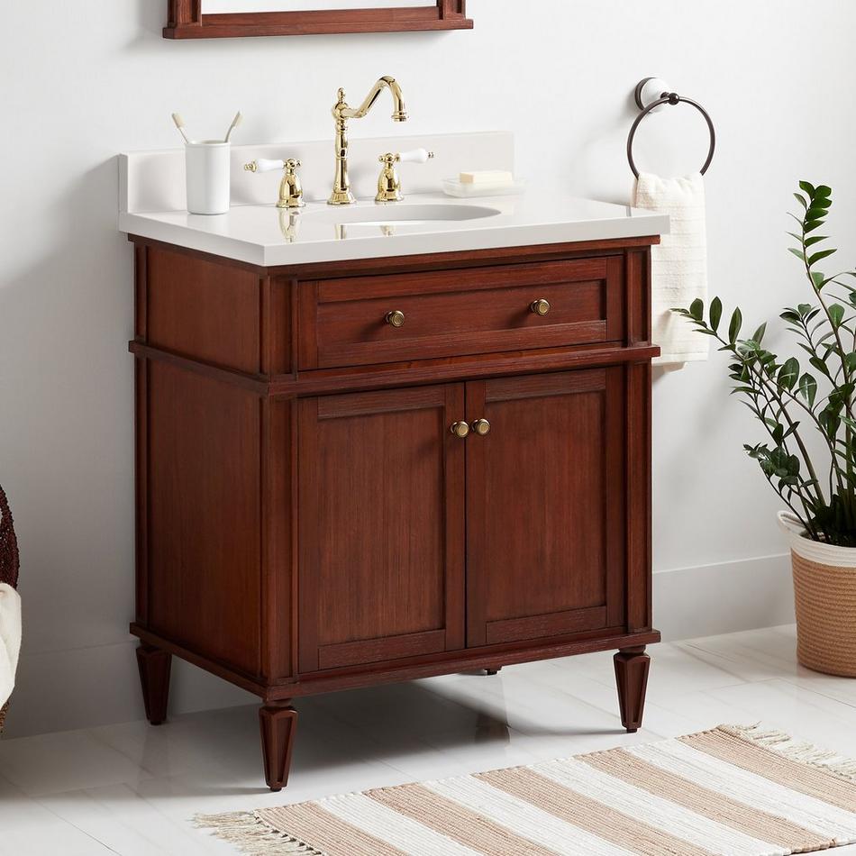 30" Elmdale Antique Brown Vanity with Undermount Sink - Outlet - AW Quartz - 3 Hole, , large image number 0