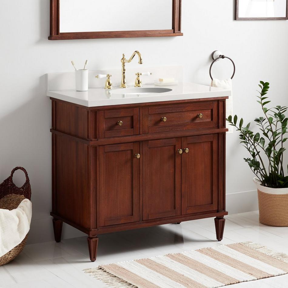 36" Elmdale Antique Brown Vanity with Undermount Sink - Outlet - AW Quartz - 3 Hole, , large image number 0