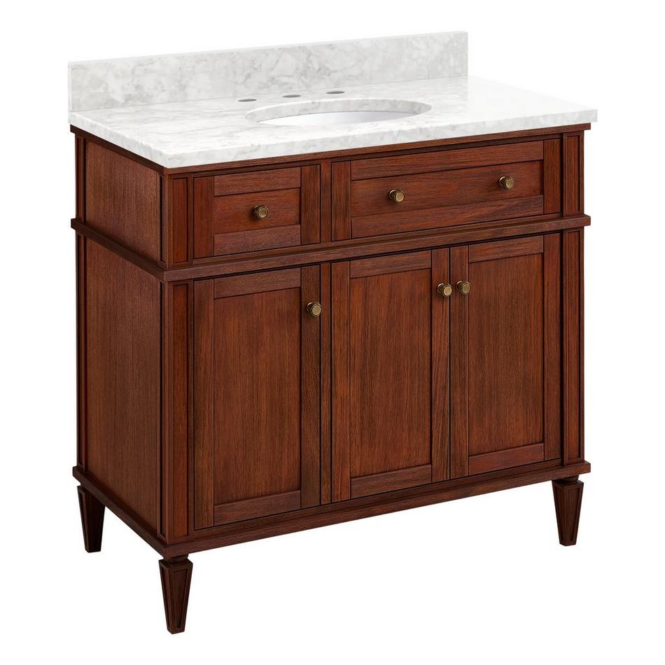 36" Elmdale Antique Brown Vanity with Undermount Sink - Outlet - Carrara - 3 Hole, , large image number 0