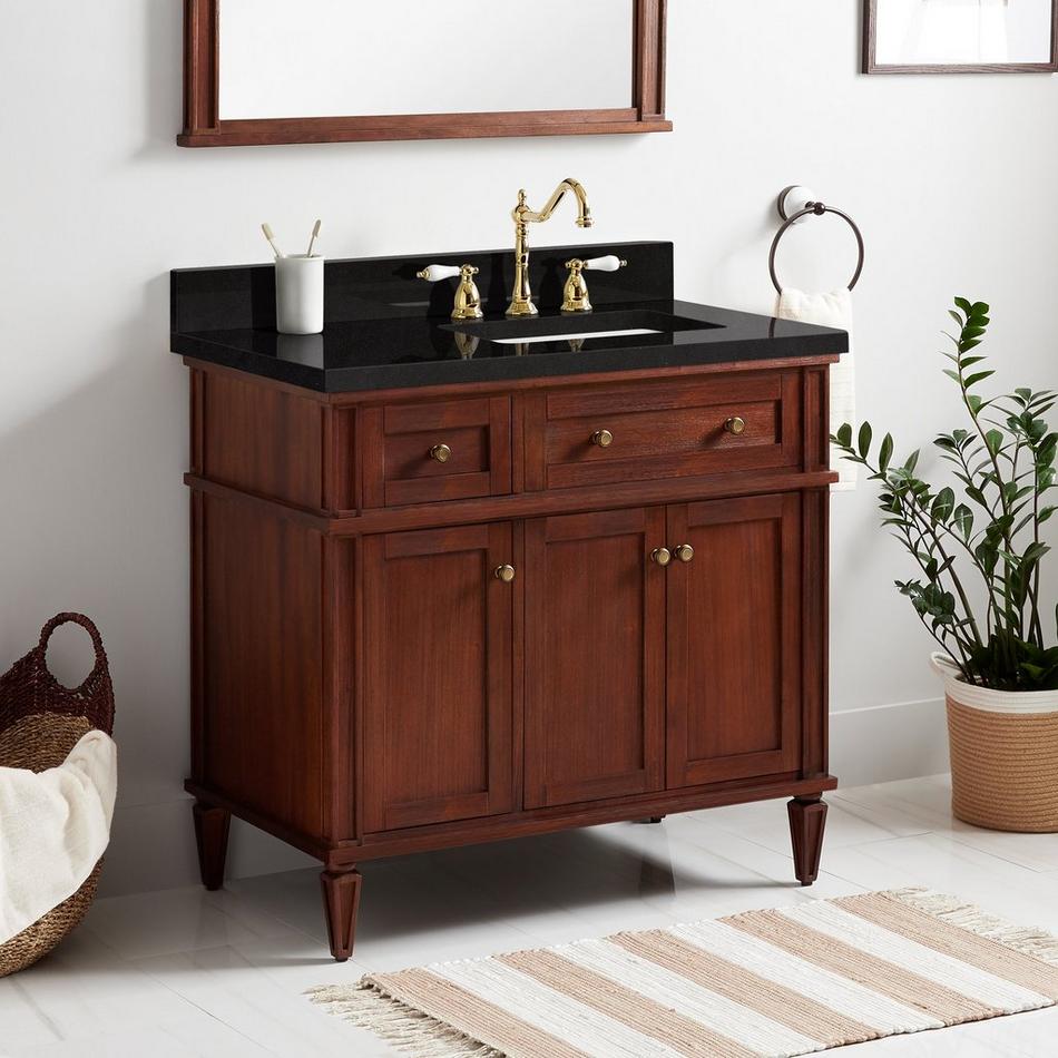36" Elmdale Antique Brown Vanity with Right Offset Undermount Sink - Outlet - CB Quartz - 3 Hole, , large image number 0