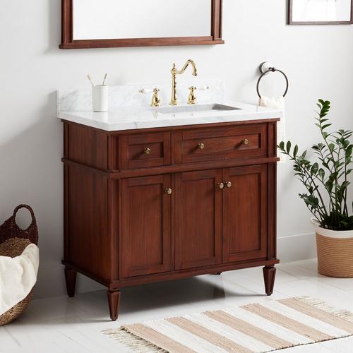 36" Elmdale Vanity for Undermount Sink - Antique Brown - Feathered White 