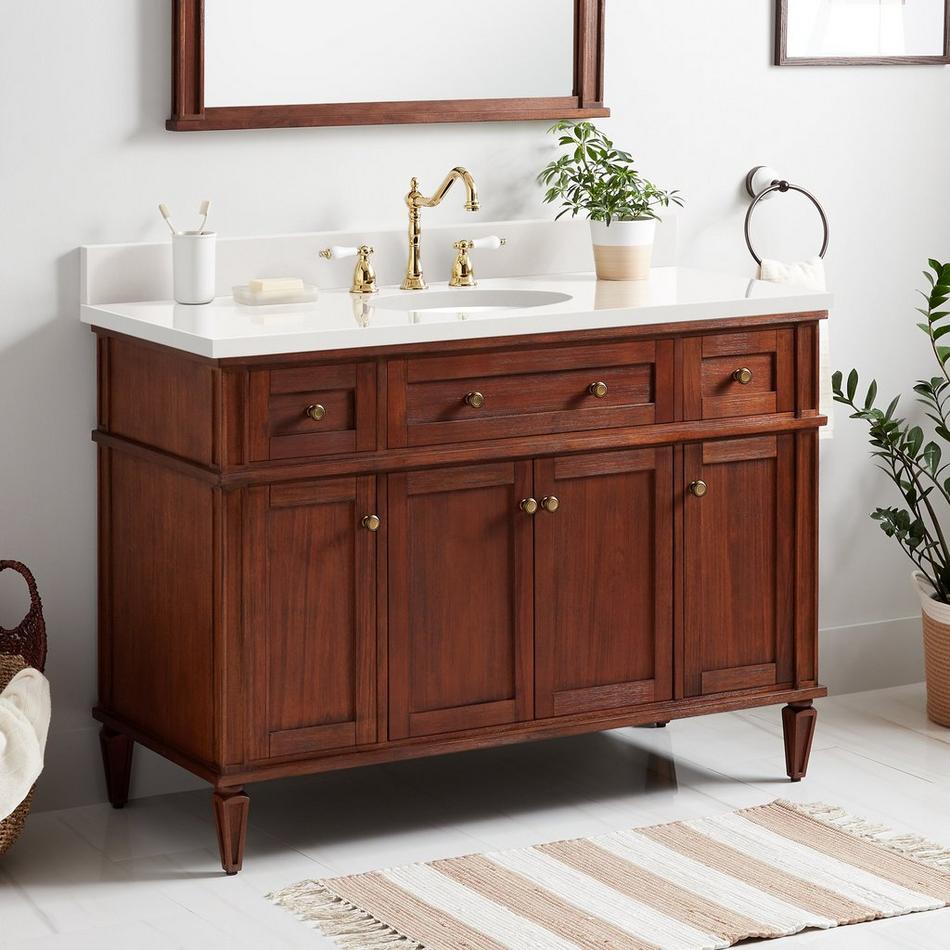 48" Elmdale Antique Brown Vanity with Undermount Sink - Outlet - AW Quartz - 3 Hole, , large image number 0