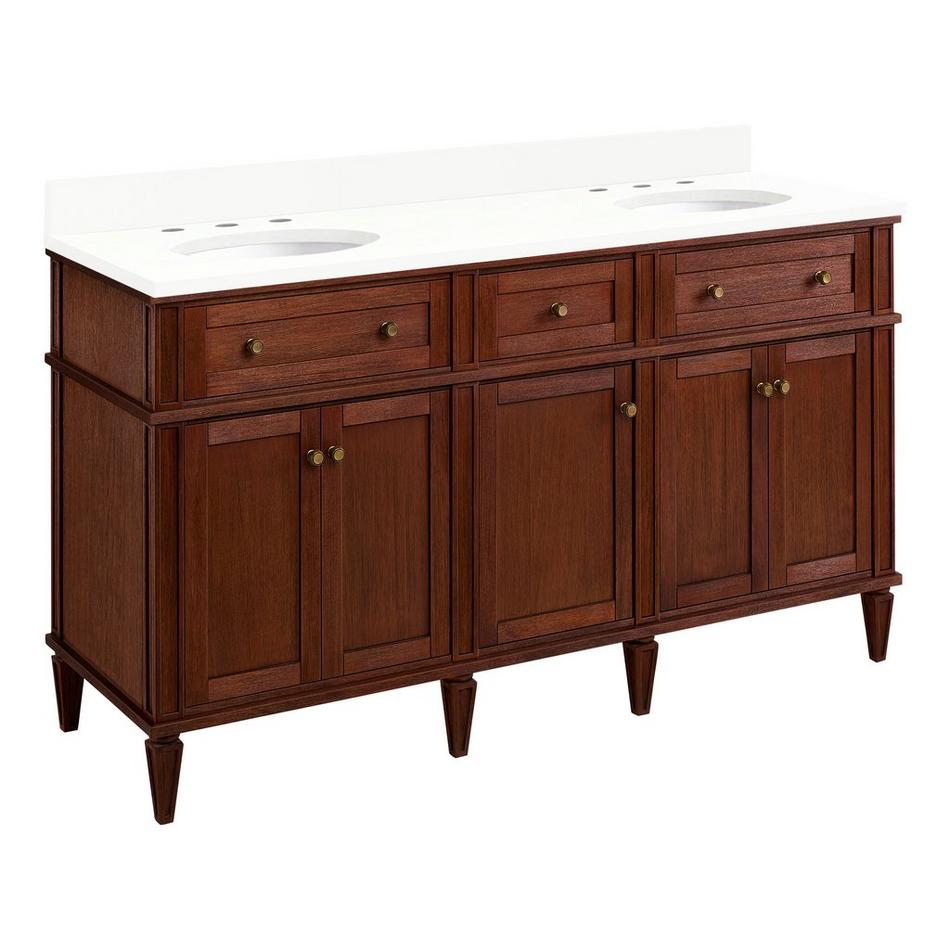 60" Elmdale Antique Brown Vanity with Undermount Sinks - Outlets - AW Quartz - 3 Hole, , large image number 0