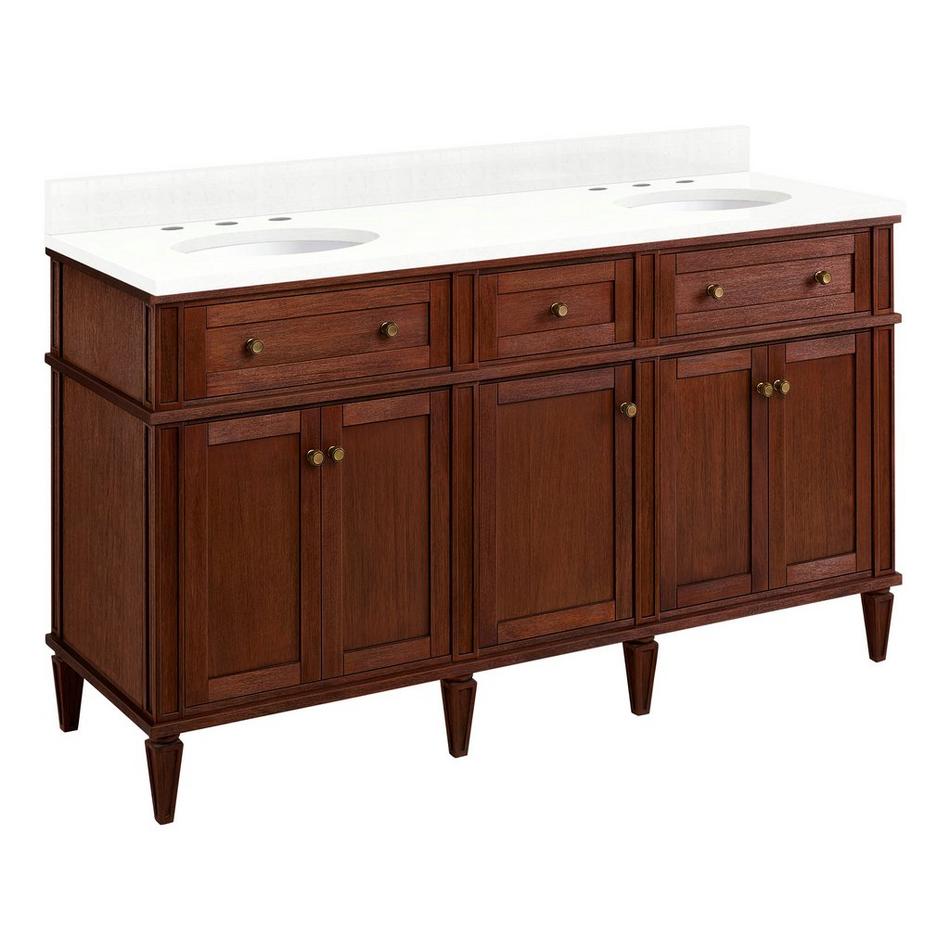 60" Elmdale Antique Brown Vanity with Undermount Sinks - Outlets - FW Quartz - 3 Hole, , large image number 0