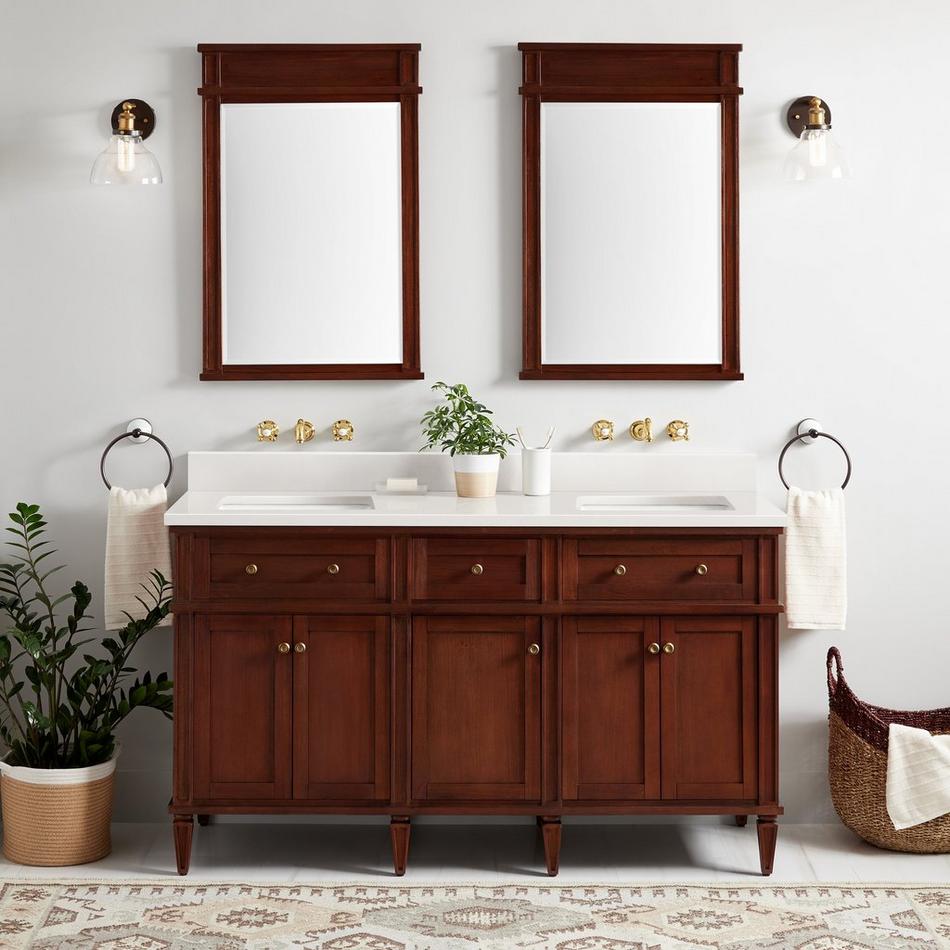 60" Elmdale Antique Brown Vanity with Rect. Undermount Sinks - Outlets, , large image number 1