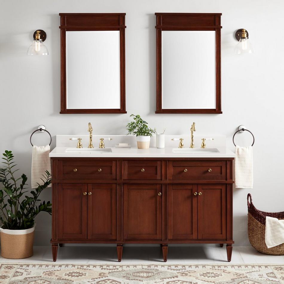 60" Elmdale Antique Brown Vanity with Rect. Undermount Sinks - Outlets, , large image number 0