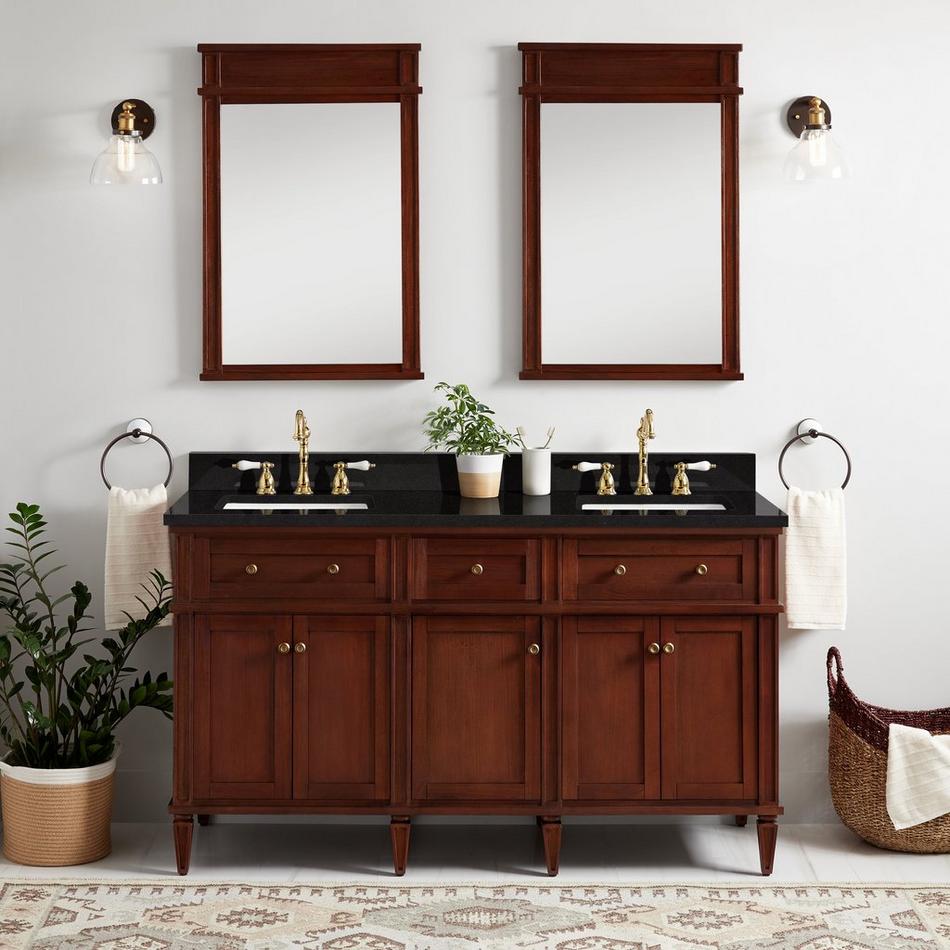 60" Elmdale Antique Brown Vanity with Rect. Undermount Sinks - Outlets - CB Quartz - 3 Hole, , large image number 0