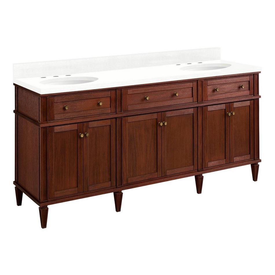 72" Elmdale Antique Brown Vanity with Undermount Sinks - Outlets - FW Quartz - 3 Hole, , large image number 0