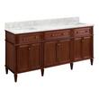 72" Elmdale Antique Brown Vanity with Rect. Undermount Sinks - Outlets - Carrara - 1 Hole, , large image number 0